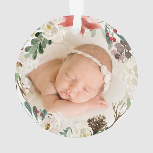 Onze eerste Kerstmis als grootouders Floral Foto Ornament (achterkant)