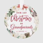 Onze eerste Kerstmis als grootouders Floral Foto Ornament (voorkant)
