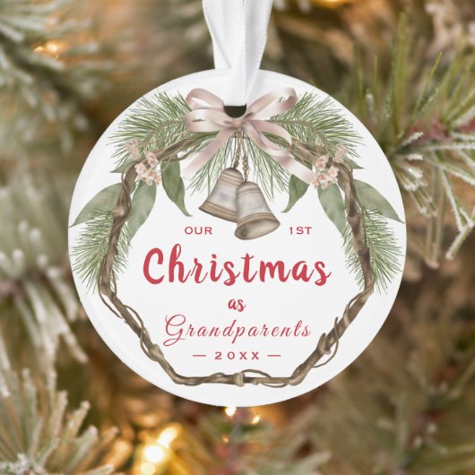 Onze eerste Kerstmis als grootouders Floral Foto Ornament (Boom)