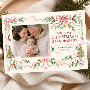 Onze Eerste Kerstmis als Grootouders Foto Feestdagenkaart