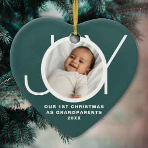 Onze Eerste Kerstmis Als Grootouders Foto Groen Keramisch Ornament