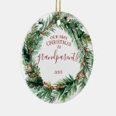 Onze eerste Kerstmis als grootouders Foto krans Keramisch Ornament (Rechts)