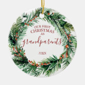 Onze eerste Kerstmis als grootouders Foto krans Keramisch Ornament (Voorkant)