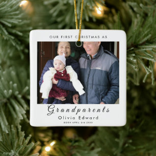 Onze Eerste Kerstmis als Grootouders Foto Ontwerp Keramisch Ornament