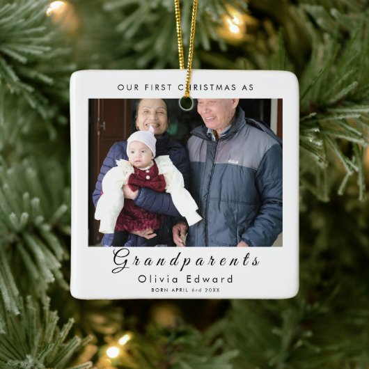 Onze Eerste Kerstmis als Grootouders Foto Ontwerp Keramisch Ornament (Boom)