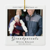 Onze Eerste Kerstmis als Grootouders Foto Ontwerp Keramisch Ornament (Achterkant)