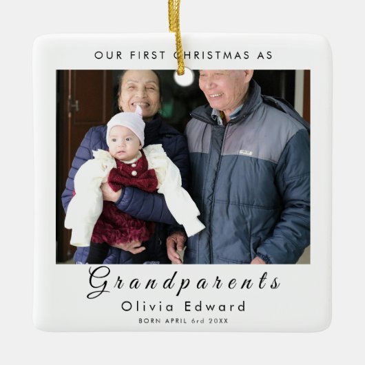 Onze Eerste Kerstmis als Grootouders Foto Ontwerp Keramisch Ornament (Voorkant)