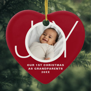 Onze Eerste Kerstmis Als Grootouders Foto Rood Keramisch Ornament