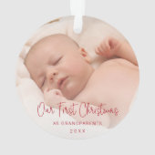 Onze eerste Kerstmis als grootouders Foto rood Ornament (achterkant)