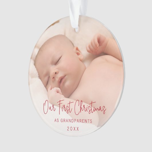 Onze eerste Kerstmis als grootouders Foto rood Ornament (voorkant)