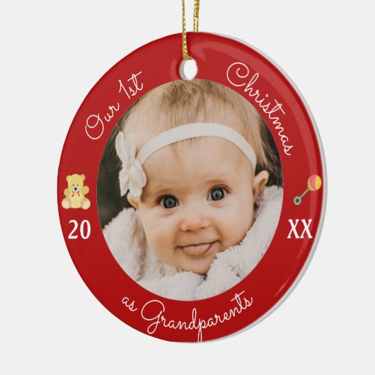 Onze eerste Kerstmis als grootouders Foto-versieri Keramisch Ornament (Links)