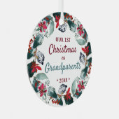 Onze eerste Kerstmis als grootouders Foto Wreated Metalen Ornament (Voorkant Rechts)