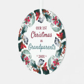 Onze eerste Kerstmis als grootouders Foto Wreated Metalen Ornament (Voorkant links)