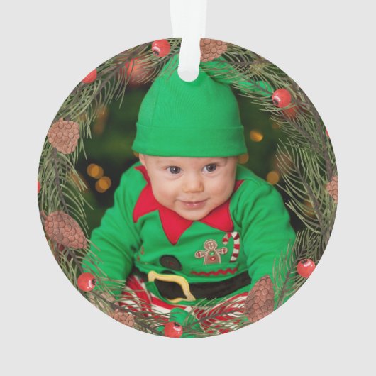 Onze eerste Kerstmis als grootouders Foto Wreated Ornament (achterkant)