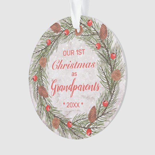 Onze eerste Kerstmis als grootouders Foto Wreated Ornament (voorkant)