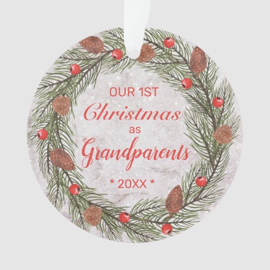 Onze eerste Kerstmis als grootouders Foto Wreated Ornament (voorkant)