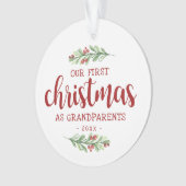 Onze eerste Kerstmis als grootouders Greenery Ornament (voorkant)