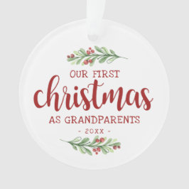 Onze eerste Kerstmis als grootouders Greenery Ornament
