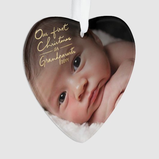 Onze eerste Kerstmis als grootouders Hart Shaped Ornament (voorkant)
