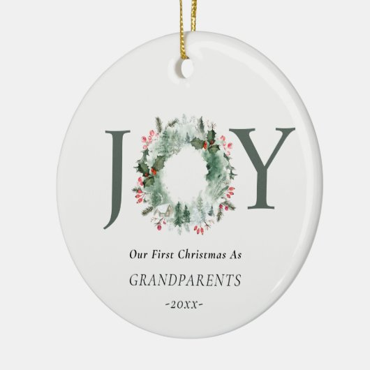 Onze eerste Kerstmis als grootouders Joy Foto Keramisch Ornament (Links)