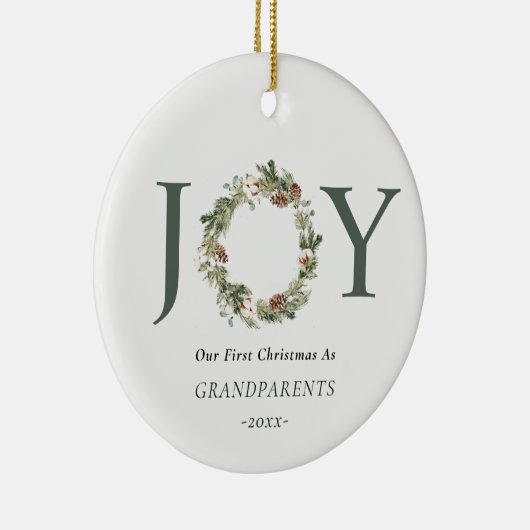 Onze eerste Kerstmis als grootouders Joy Foto Keramisch Ornament (Rechts)