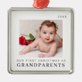 Onze eerste Kerstmis als Grootouders Modern Metalen Ornament (Voorkant)