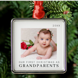 Onze eerste Kerstmis als Grootouders Modern Metalen Ornament