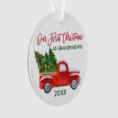 Onze eerste Kerstmis als grootouders Red Truck Ornament (voorkant)