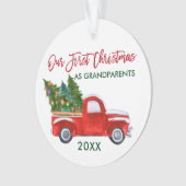 Onze eerste Kerstmis als grootouders Red Truck Ornament (voorkant)