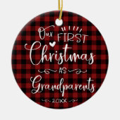 Onze Eerste Kerstmis Als Grootouders Schattig Rust Keramisch Ornament (Voorkant)