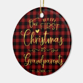 Onze Eerste Kerstmis Als Grootouders Schattig Rust Keramisch Ornament (Links)