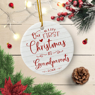Onze Eerste Kerstmis Als Grootouders Schattig Rust Keramisch Ornament