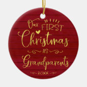 Onze Eerste Kerstmis Als Grootouders Schattig Rust Keramisch Ornament (Voorkant)