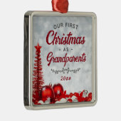 Onze Eerste Kerstmis als Grootouders Tijdloos Metalen Ornament (Rechts)