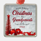 Onze Eerste Kerstmis als Grootouders Tijdloos Metalen Ornament (Voorkant)