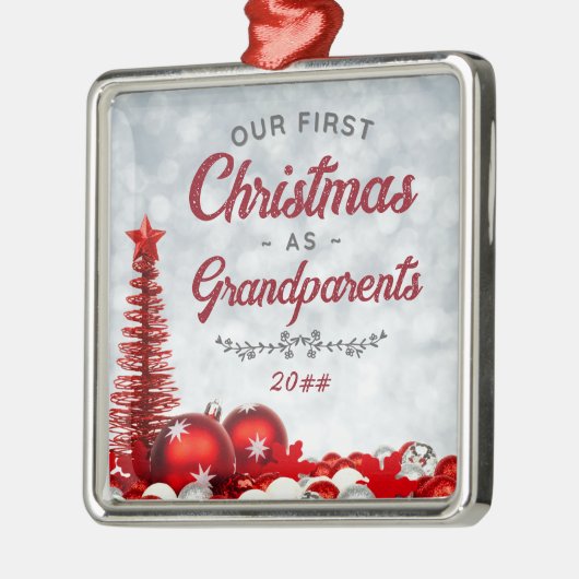 Onze Eerste Kerstmis als Grootouders Tijdloos Metalen Ornament (Links)