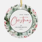 Onze eerste Kerstmis als grootouders, weesfoto Keramisch Ornament (Voorkant)