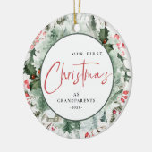 Onze eerste Kerstmis als grootouders, weesfoto Keramisch Ornament (Links)