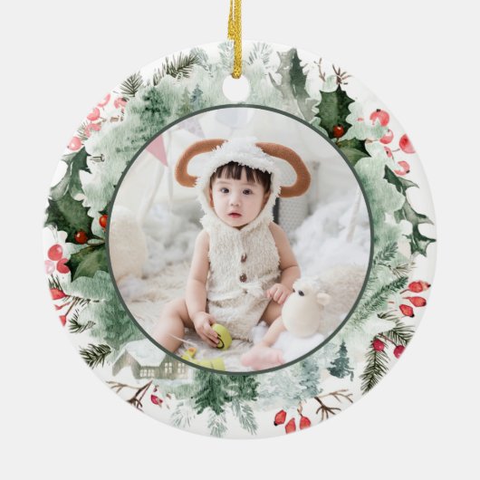 Onze eerste Kerstmis als grootouders, weesfoto Keramisch Ornament (Achterkant)