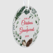 Onze eerste Kerstmis als Grootouders Winter Wreate Ornament (voorkant)