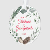 Onze eerste Kerstmis als Grootouders Winter Wreate Ornament (voorkant)