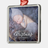 Onze Eerste Kerstmis Als Grootouders Witte Script Metalen Ornament (Links)