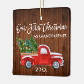 Onze eerste Kerstmis als grootouders wood Truck Keramisch Ornament (Links)