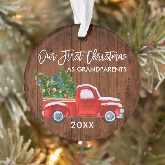Onze eerste Kerstmis als grootouders wood Truck Ornament (Boom)