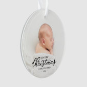 Onze Eerste Kerstmis Als Grootouders Zwarte Script Ornament (voorkant)