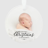 Onze Eerste Kerstmis Als Grootouders Zwarte Script Ornament (achterkant)