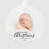 Onze Eerste Kerstmis Als Grootouders Zwarte Script Ornament (voorkant)