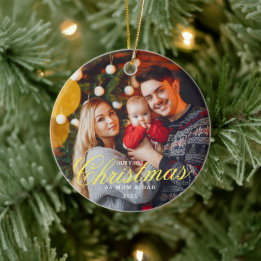 Onze Eerste Kerstmis als MAM en PA met Foto Keramisch Ornament