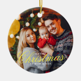 Onze Eerste Kerstmis als MAM en PA met Foto Keramisch Ornament