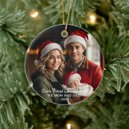 Onze Eerste Kerstmis als Mam en Pap Foto Keramisch Ornament